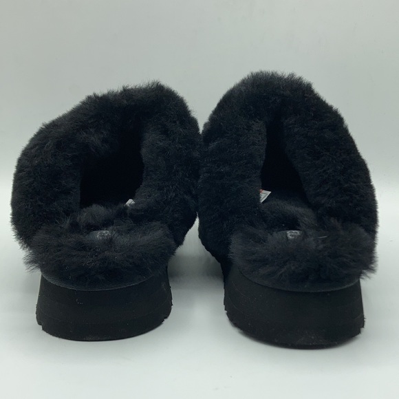 UGG Classic Disquette Black Sheepskin Slippers - Picture 4 of 9